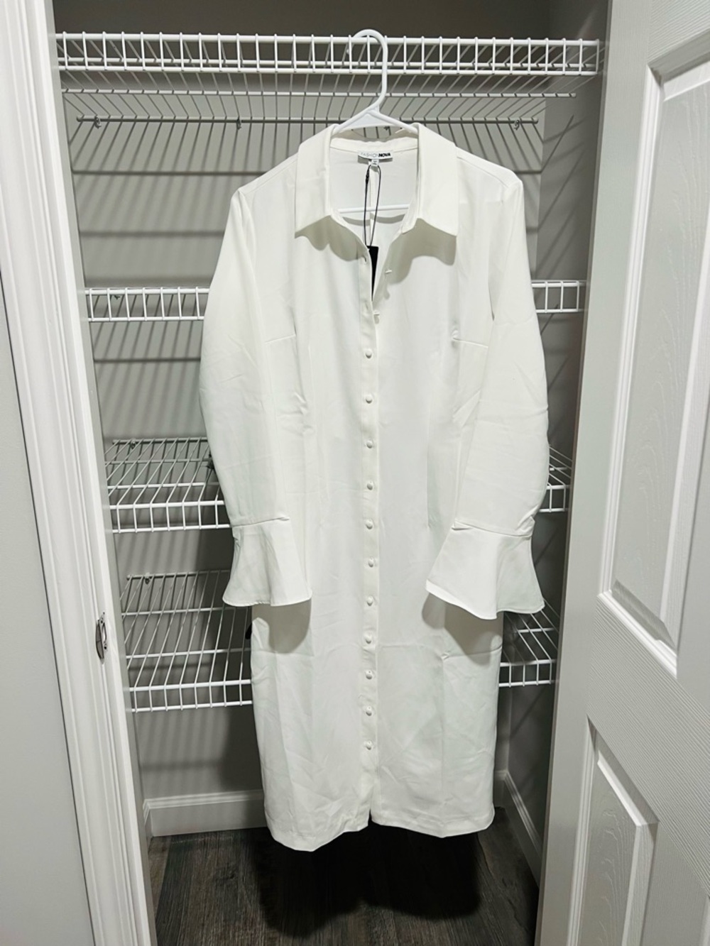 Fashion Nova She Means Business White Shirt Midi Dress - Picture 2 of 4